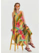 Boat Neck Loose Cut Yellow Authentic Dress 4666